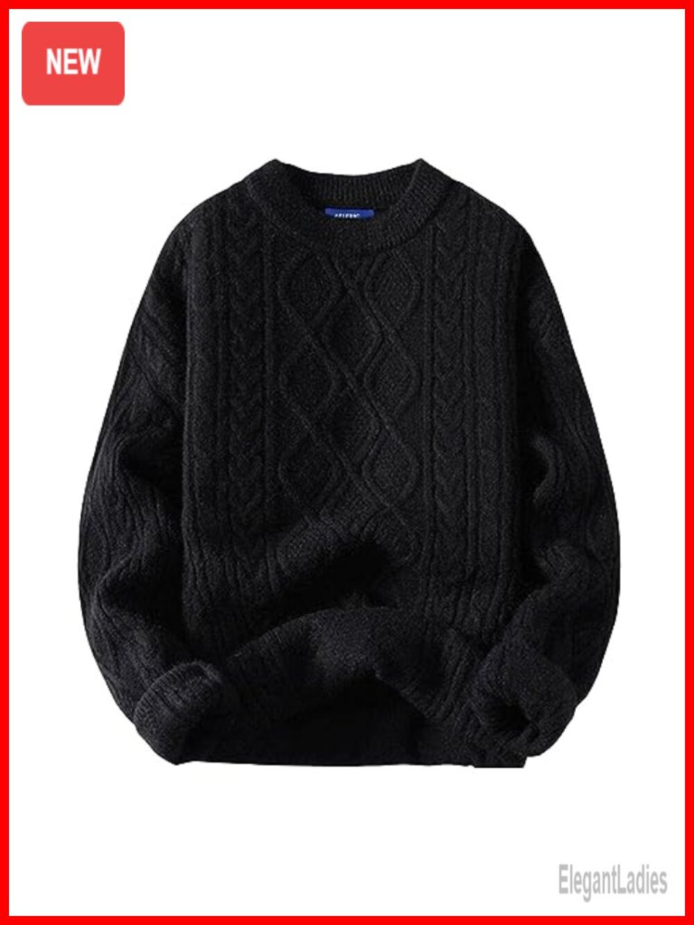 Oversized Vintage Cable Knit Sweater Long Sleeve Crewneck Pullover Acrylic